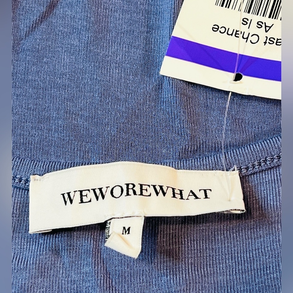 WeWoreWhat One Shoulder Cut Out Tank Top, Adjustable Straps, Slate Blue, Sz Med - Picture 4 of 7